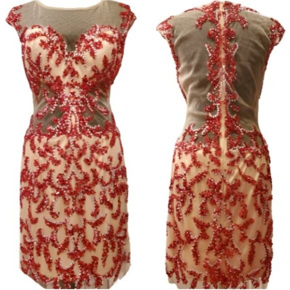 Luxury Designer Beaded Sexy Runway Cocktail Party Evening Prom Embroidery Dress - Picture 9 of 16